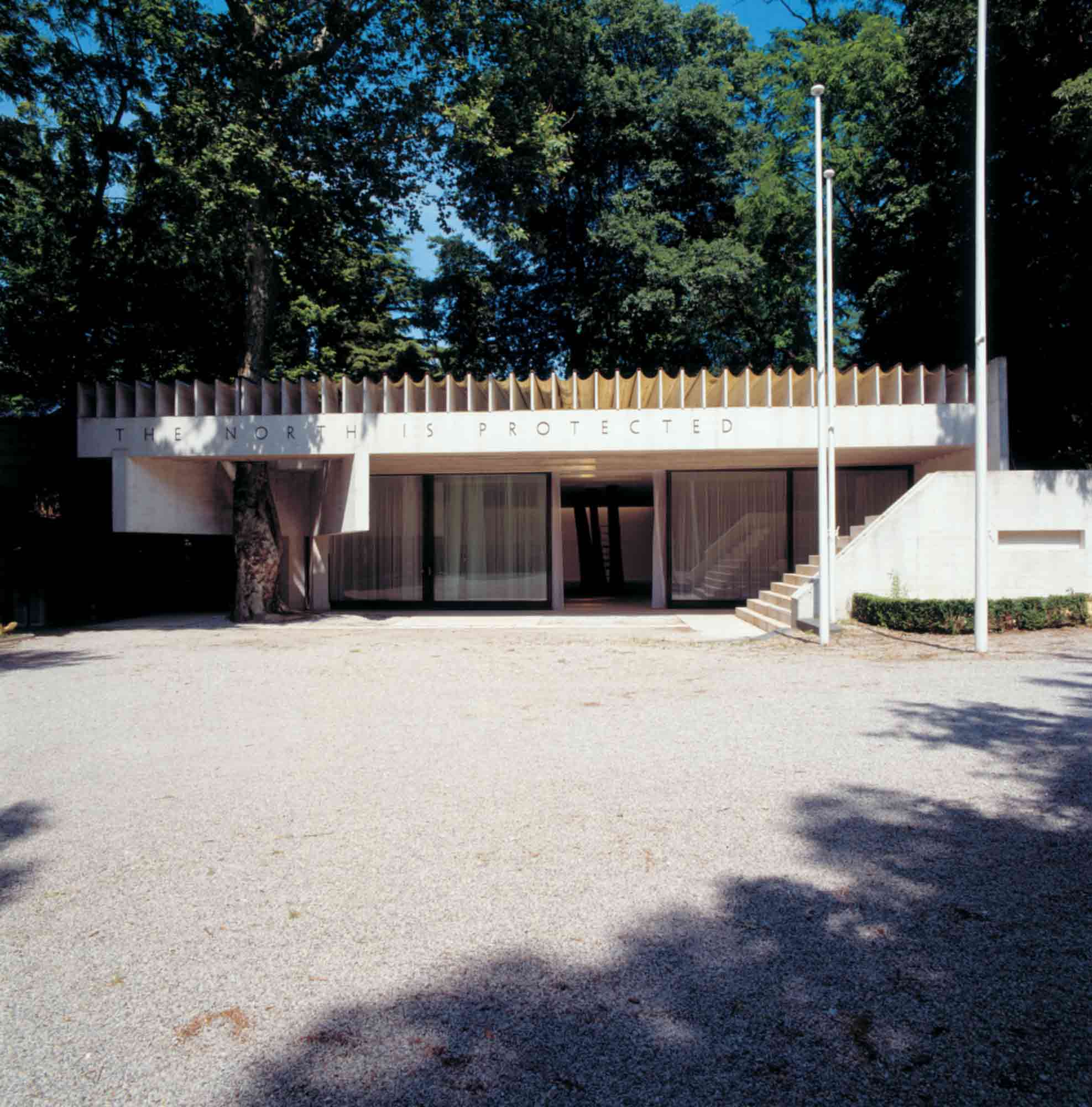 The North Is Protected: front view of pavilion building