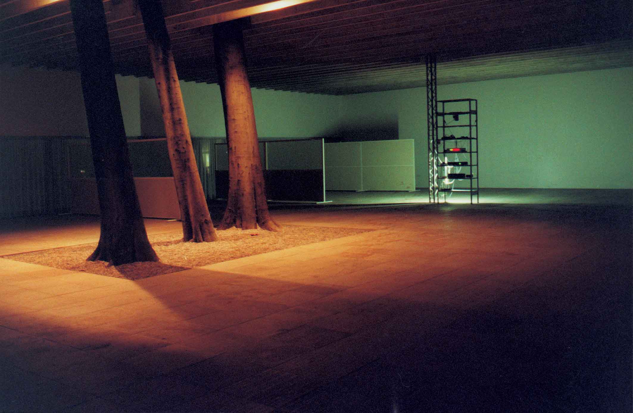 The Nordic Pavillion: exhibition space at night