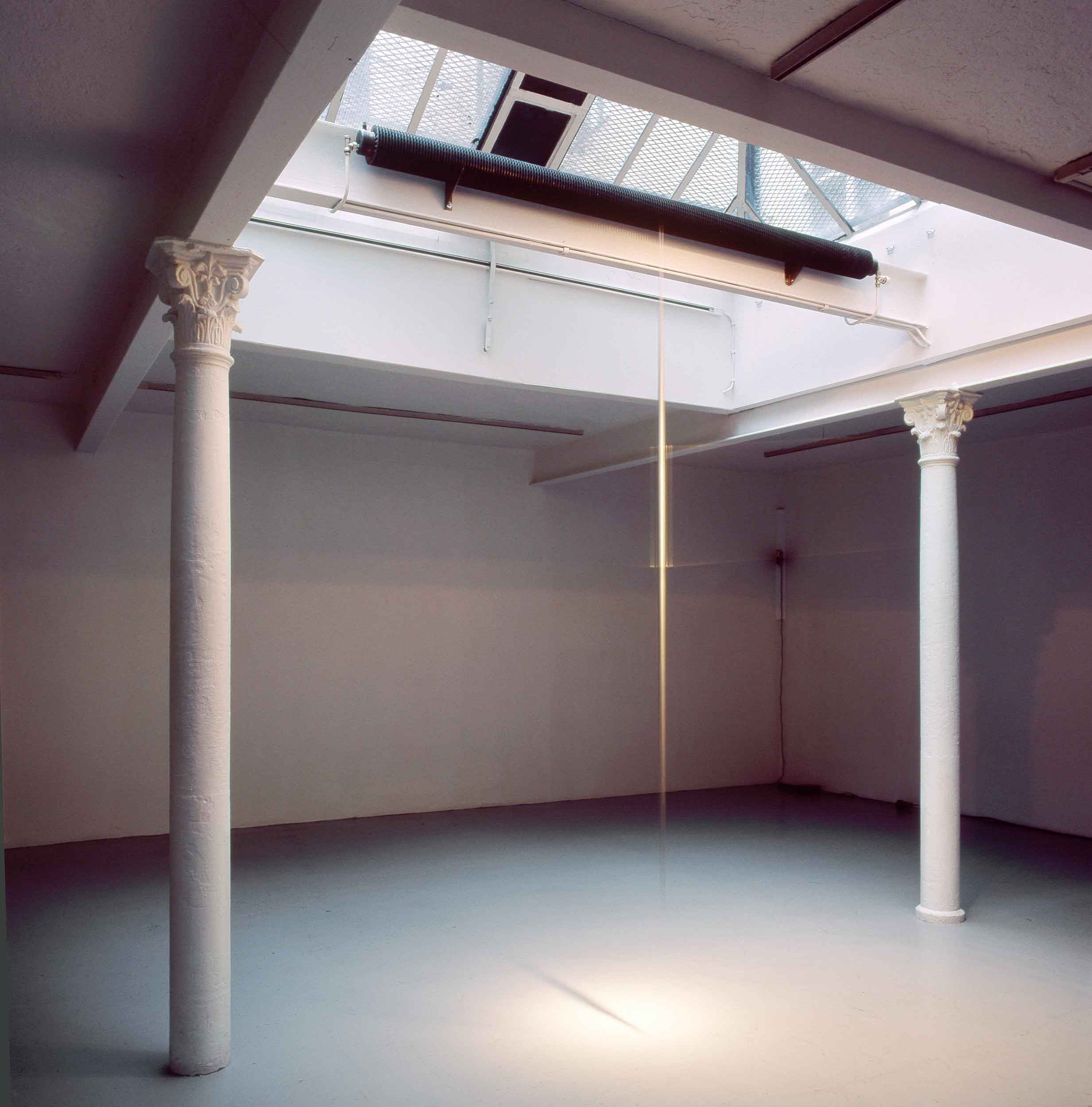 Kinetic Installation: perspective total of artwork hanging from ceiling