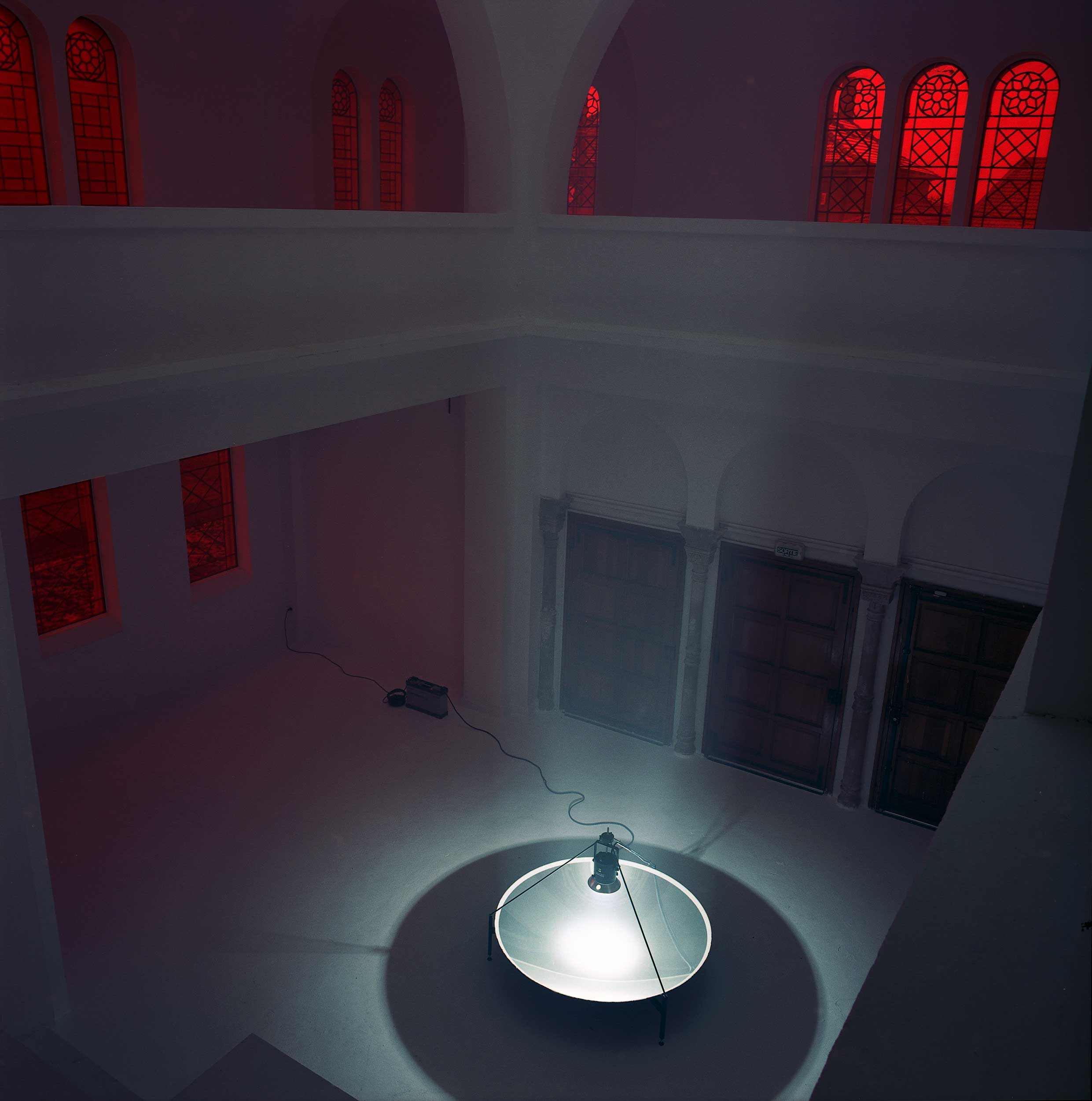 Synagogue Installation: perspective view from above in neutral white light