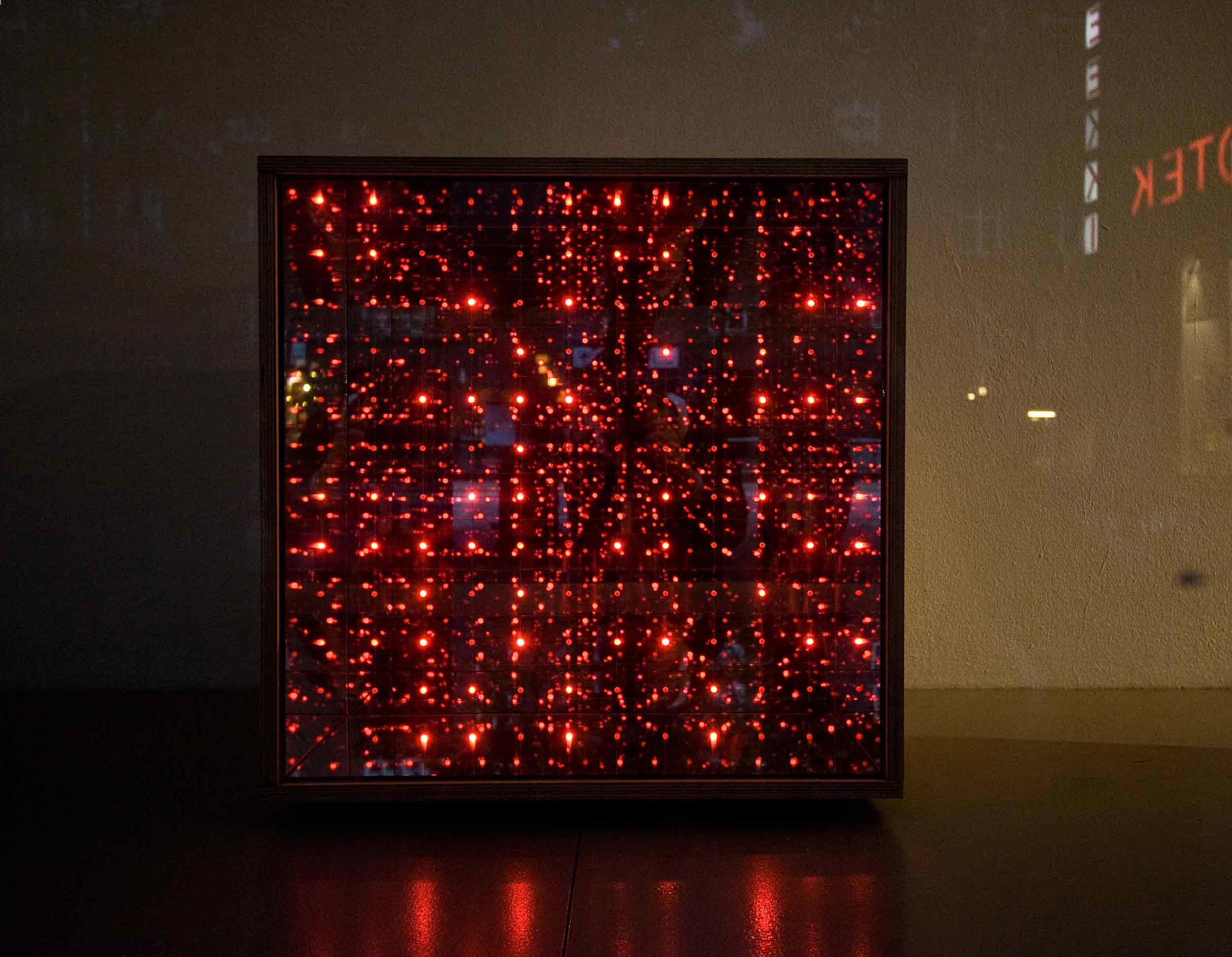 125 Litres of Infinity: front view through window from outside