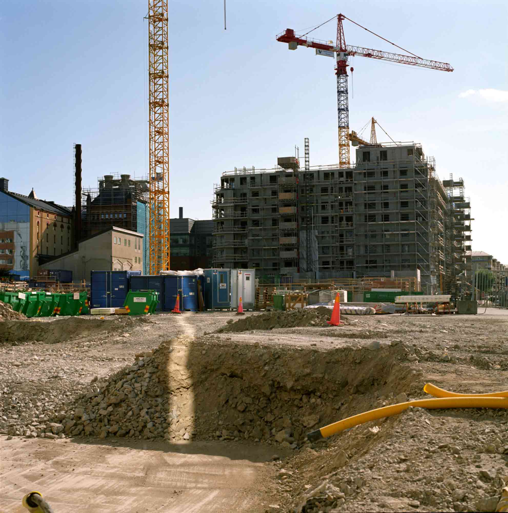 Mirage: reflection of artwork on construction site