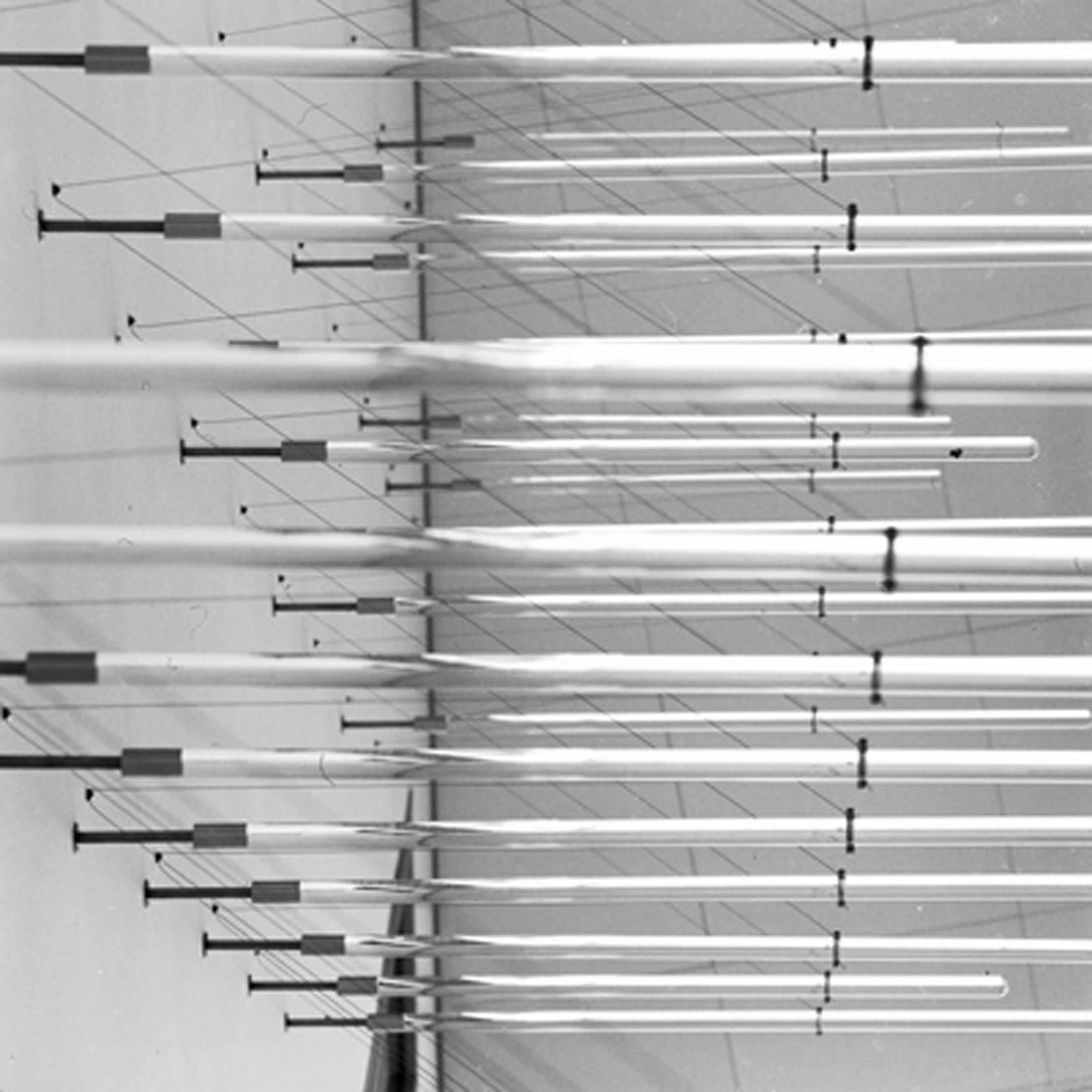 Black and white picture of a close-up of the artwork from the side