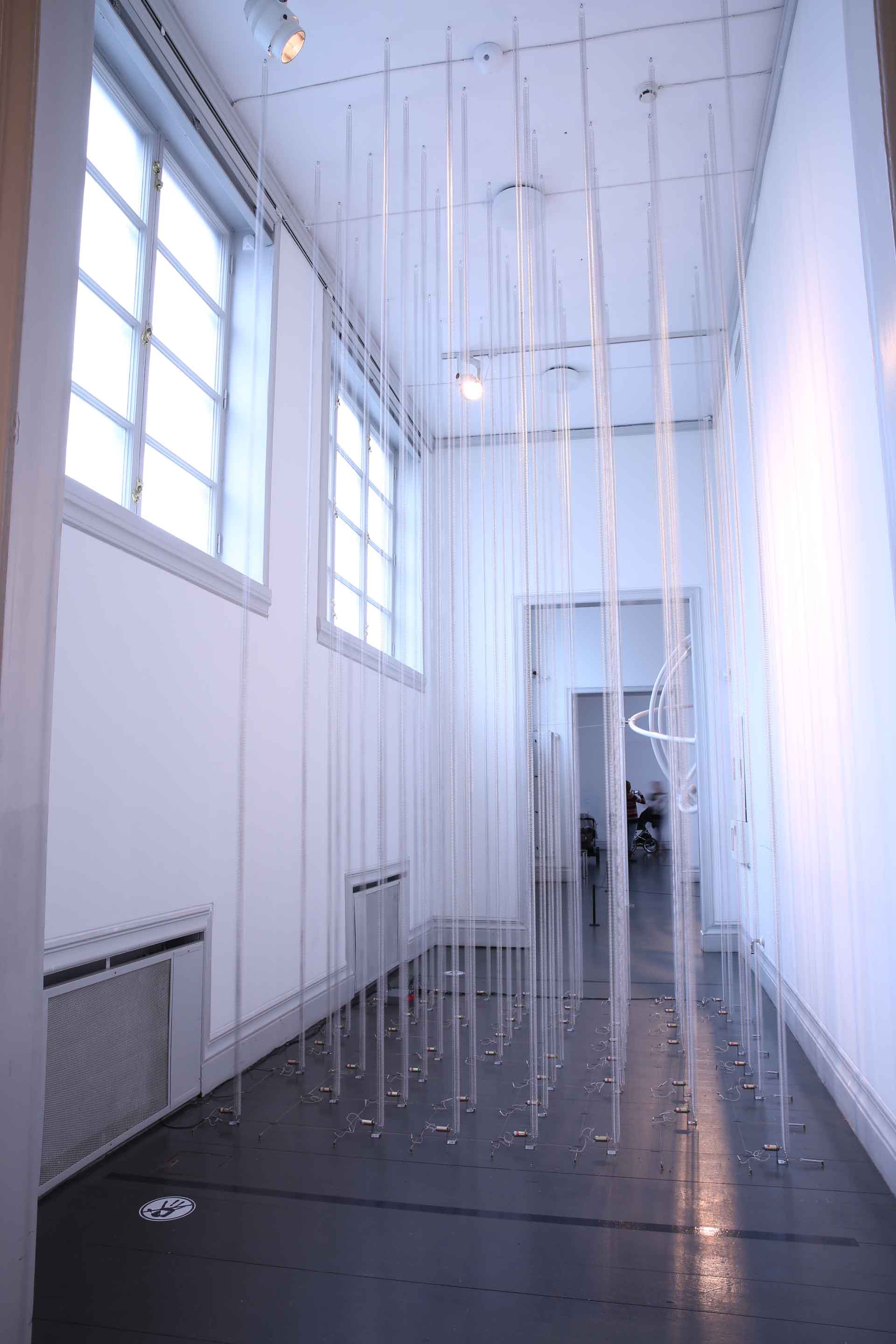 Spring Field: artwork placed in narrow room