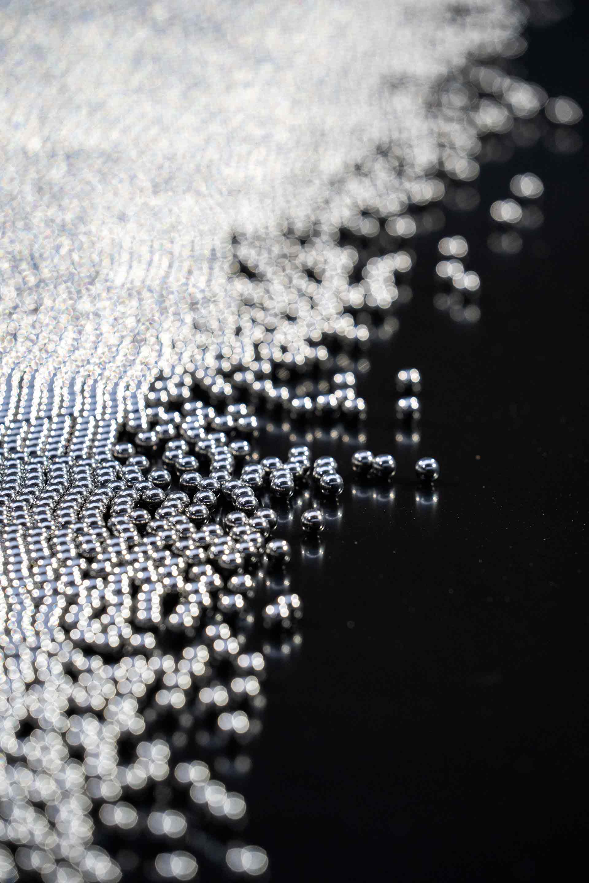 Close-up of small steel balls of the artwork